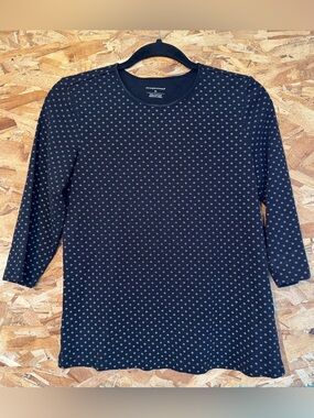 Christopher‎ Banks Black Crewneck Top with White Diamond Print